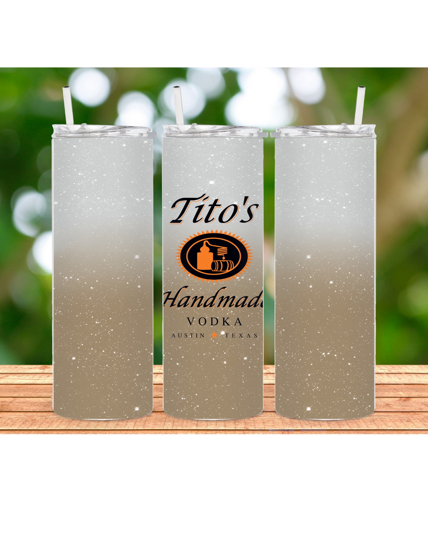 Sparkle and shine vodka 20oz tumbler with lid and straw