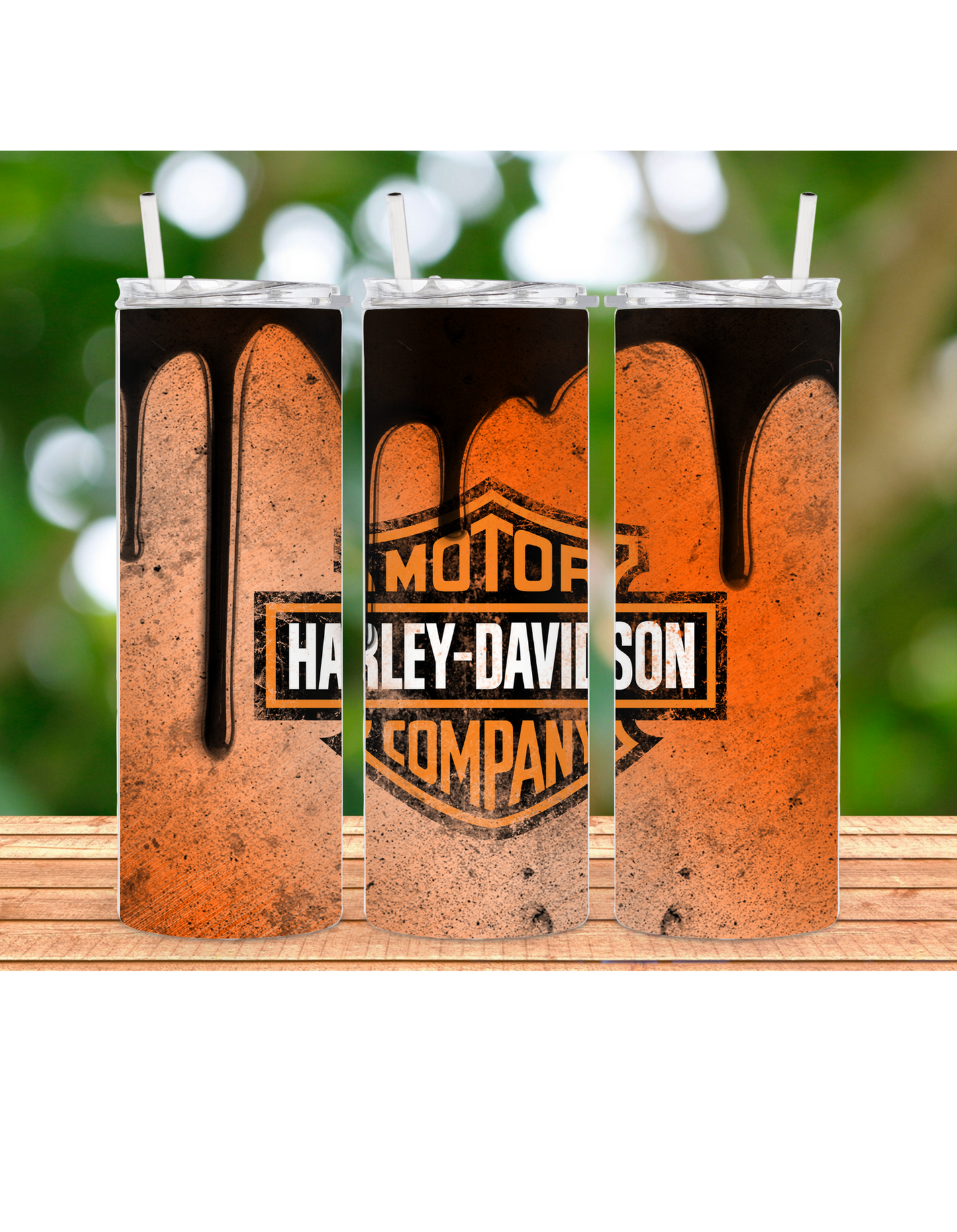 Dripping oil motorcycle 20oz tumbler with straw and lid