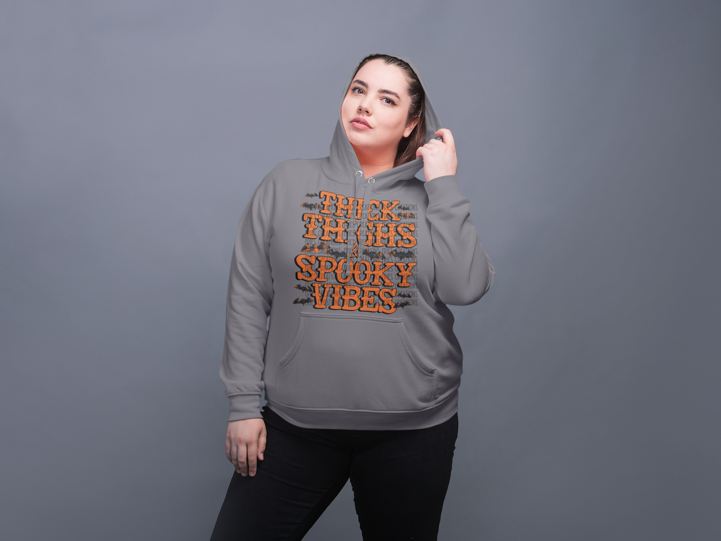 Thick Thighs & Spooky Vibes hooded sweatshirt