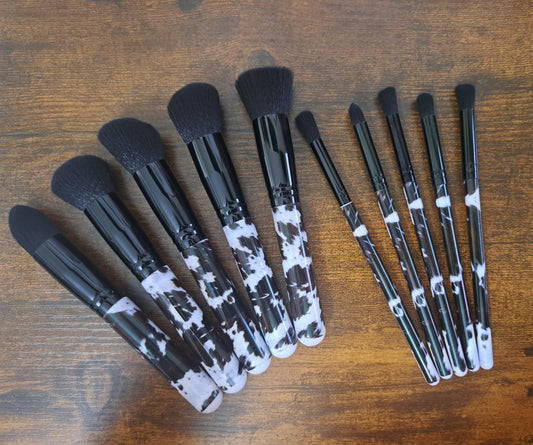 Cow print makeup brushes