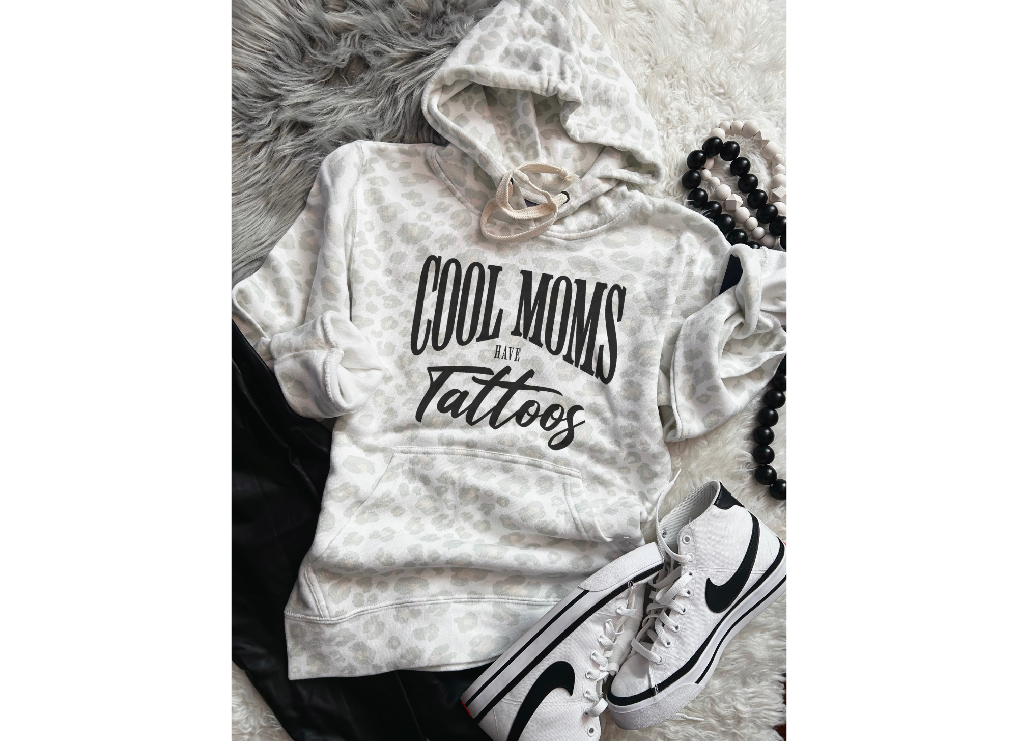 Cool Mom's have tattoos - snow leopard hoodie