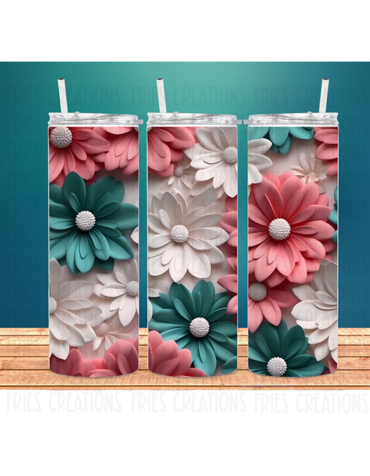 3d flower 20oz tumbler