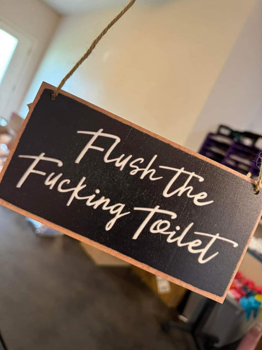 Flush the f*ing toilet door hanger