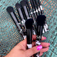 Cow print makeup brush set (10 brushes)