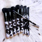Cow print makeup brush set (10 brushes)