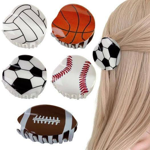 Sports hair claw clip - baseball