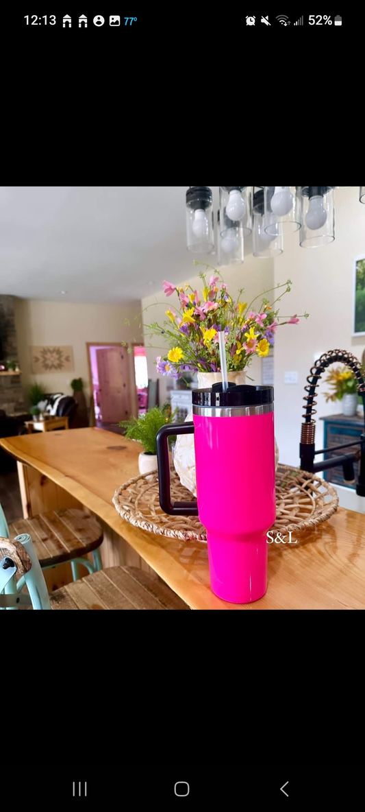 Neon pink 40oz tumbler