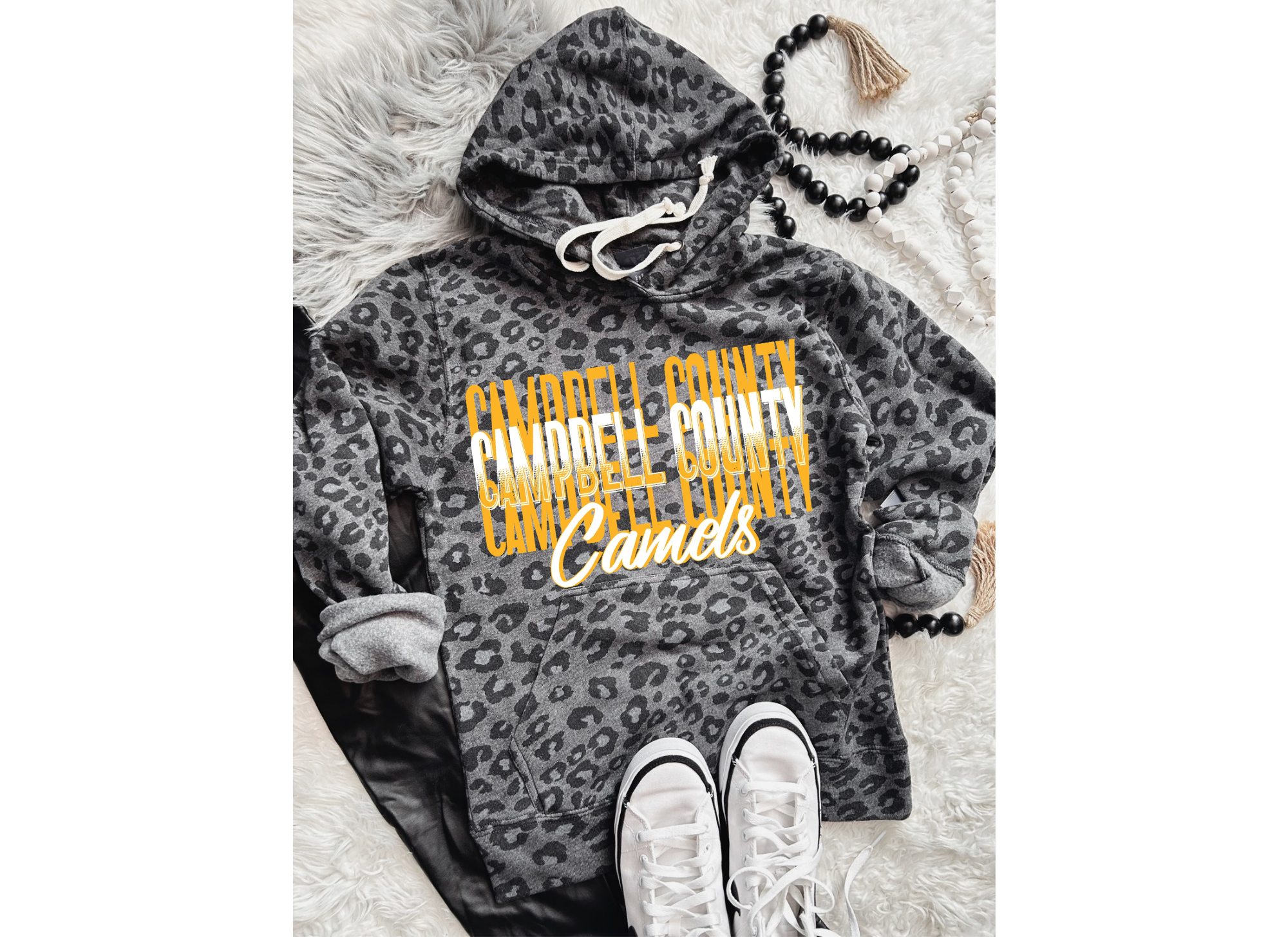 Black leopard CC stacked hoodie